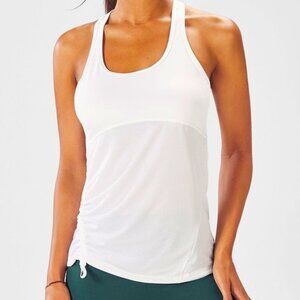 Fabletics White Mesh Racerback Tank Top
